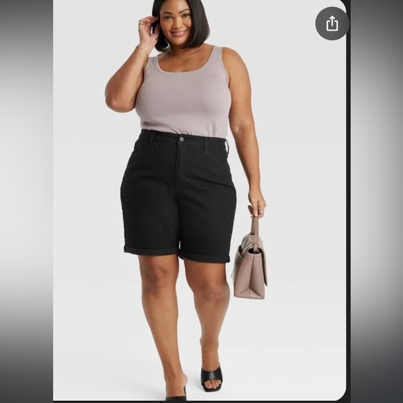 Ava & Viv Pants - Ava and Viv Women's Black Denim Bermuda Shorts With Frayed Hem Size 16 N…